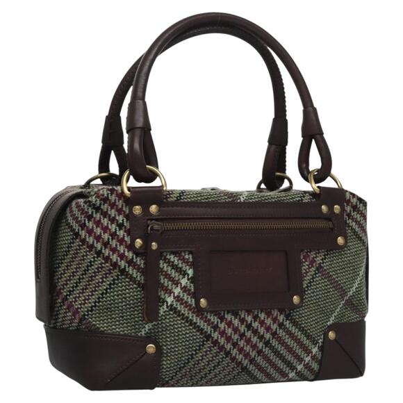 Burberry Nova Check Hand Bag Canvas Green - Picture 1 of 16